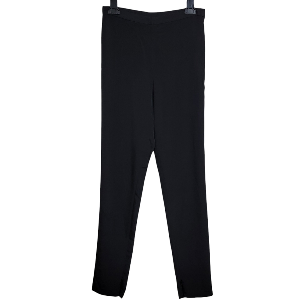 Matthew Ames 100% SILK Straight Leg Skinny Black Trouser Pants